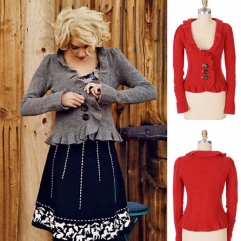 Anthropologie Cartonnier Ruffles Cattail cardigan. XS